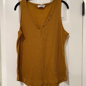 Double Zero - Mustard Yellow Henley Tank